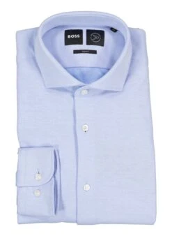 BOSS Black, Hemd Hank, Slim Fit, Baumwoll-Jersey, Hellblau