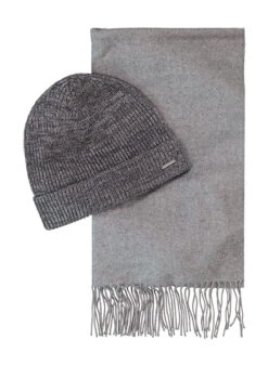 Bugatti, Set, Schal + Mütze, Grau