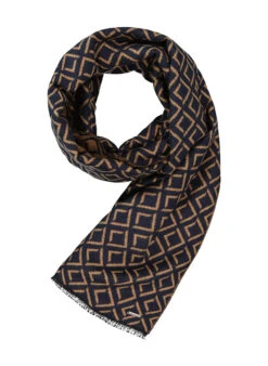 Bugatti, Schal, Schurwolle, Navy-camel Gemustert