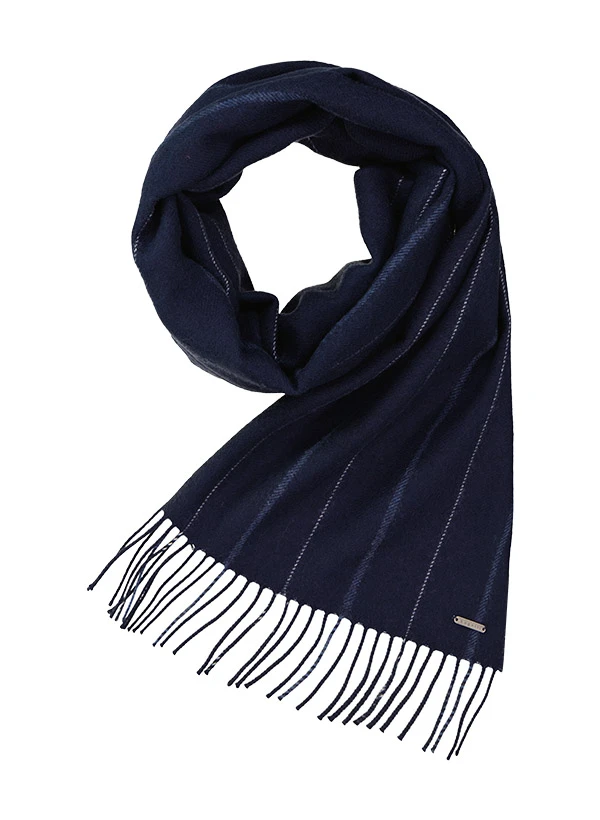 Bugatti Navy Gestreift – Exklusiver Schal aus 100% Schurwolle mit Fransen 3 Bugatti Navy Gestreift – Exklusiver Schal aus 100% Schurwolle mit Fransen
