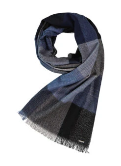 Bugatti, Schal, Schurwolle, Navy-hellbau Kariert