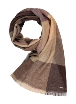 Bugatti, Schal, Schurwolle, Braun-aubergine Kariert