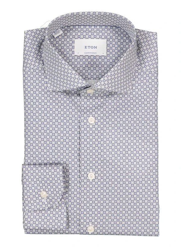 ETON, Hemd, Contemporary Fit, Baumwolle, Blau Gemustert 3 ETON, Hemd, Contemporary Fit, Baumwolle, Blau Gemustert
