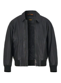 BOSS Orange, Lederjacke Joberg, Schafnappa, Schwarz