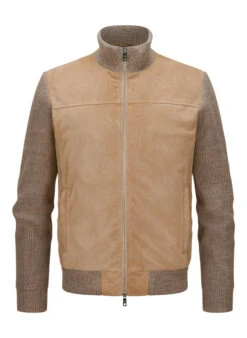 MILESTONE, Hybrid Blouson MSNicolas, Ziegenvelours-Strick, Beige