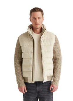 MILESTONE, Steppjacke MSDean, Mikrovelours Strick Sorona®, Sand -Herrenausstatter Geschaft 447339 norm2