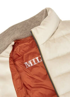 MILESTONE, Steppjacke MSDean, Mikrovelours Strick Sorona®, Sand -Herrenausstatter Geschaft 447339 norm4