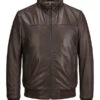 MILESTONE, Lederblouson MSRick, Lammnappa Wattiert, Dunkelbraun -Herrenausstatter Geschaft 447362 norm