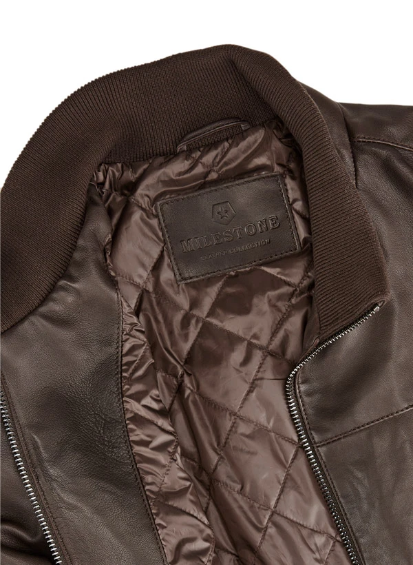 MILESTONE, Lederblouson MSRick, Lammnappa Wattiert, Dunkelbraun 6 MILESTONE, Lederblouson MSRick, Lammnappa Wattiert, Dunkelbraun – Bild 4