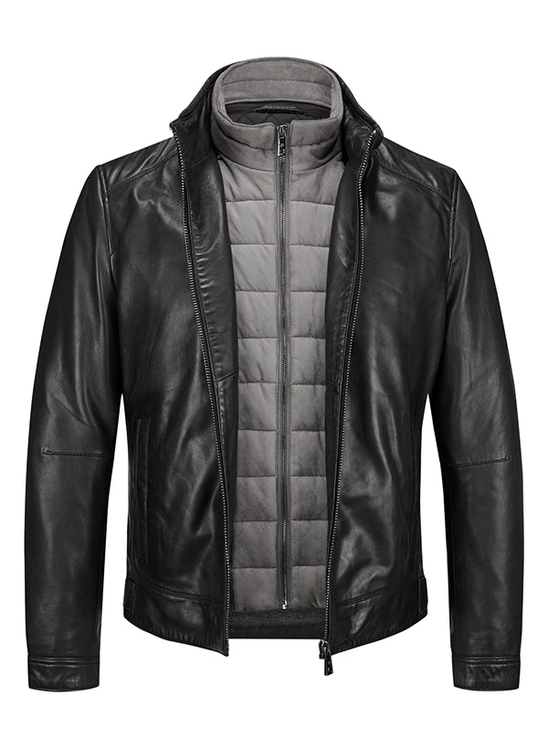 MILESTONE, Lederjacke MSBarney, Lammnappa Wattiert, Schwarz 4 MILESTONE, Lederjacke MSBarney, Lammnappa Wattiert, Schwarz – Bild 2