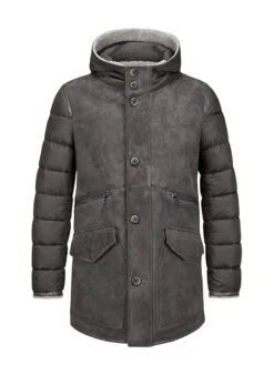 MILESTONE, Parka MSEmmerson, Ziegenvelours Webpelz, Dunkelgrau