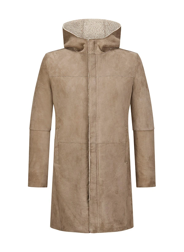 MILESTONE, Kapuzenmantel MSAlerio, Ziegenvelours Webpelz, Stein 3 MILESTONE, Kapuzenmantel MSAlerio, Ziegenvelours Webpelz, Stein