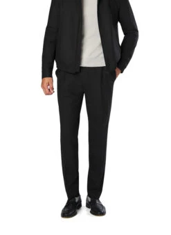 HUGO, Bundfaltenhose Getlin, Slim Fit, Wolle, Schwarz