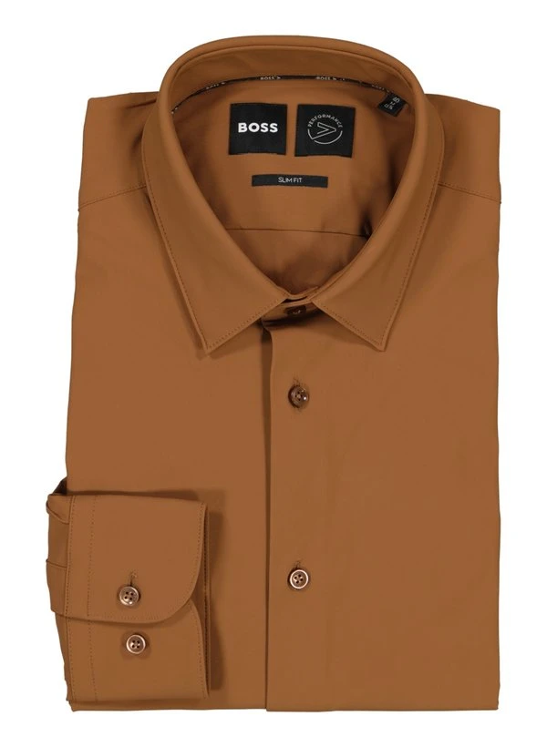 BOSS Black, Hemd Hank, Slim Fit, Performence-Stretch Atmungsaktiv, Cognac 3 BOSS Black, Hemd Hank, Slim Fit, Performence-Stretch Atmungsaktiv, Cognac