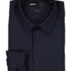 BOSS Black, Hemd Joe, Regular Fit, Performence-Stretch Atmungsaktiv, Dunkelblau -Herrenausstatter Geschaft 447539 norm