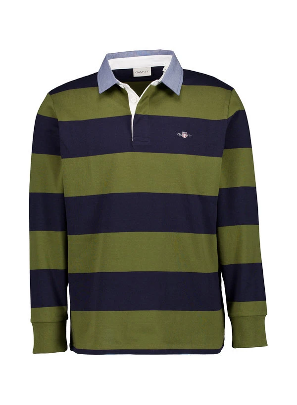 Gant, Pullover, Baumwolle, Moosgrün Gestreift 3 Gant, Pullover, Baumwolle, Moosgrün Gestreift