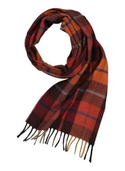 DANTE, Schal, Reines Kaschmir, Orange-rot Kariert