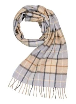 DANTE, Schal, Reines Kaschmir, Bleu-beige Kariert