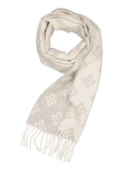 DANTE, Schal, Kaschmir-Wolle, Ecru-grau Gemustert