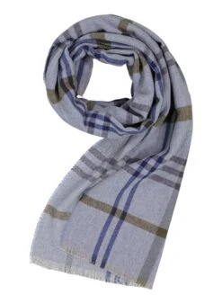 DANTE, Schal, Reines Kaschmir, Blaugrau Kariert