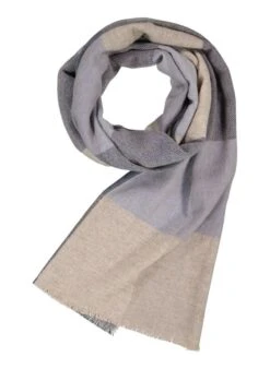 DANTE, Schal, Reines Kaschmir, Blau-greige Kariert