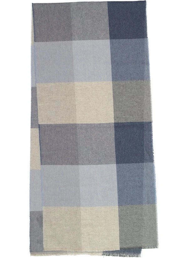 DANTE, Schal, Reines Kaschmir, Blau-greige Kariert 4 DANTE, Schal, Reines Kaschmir, Blau-greige Kariert – Bild 2