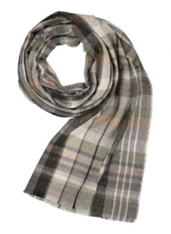 DANTE, Schal, Reines Kaschmir, Grün-greige Kariert