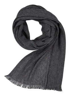 DANTE, Schal, Wolle, Grau-schwarz Gestreift