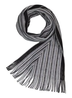DANTE, Schal, Wolle, Hellblau-schwarz Gestreift