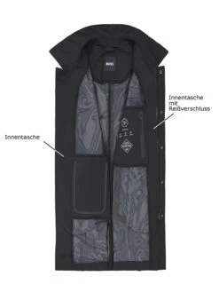 BOSS Black, Mantel Jared, Regualr Fit, Mikrofaser GORE-TEX®-Membrane, Schwarz -Herrenausstatter Geschaft 447816 norm3