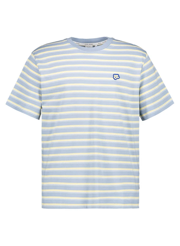 Pepe Jeans, T-Shirt Tark, Baumwolle, Blau-gelb Gestreift 3 Pepe Jeans, T-Shirt Tark, Baumwolle, Blau-gelb Gestreift