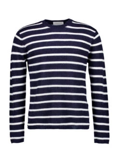 JUVIA, Pullover Livian, Wolle-Alpaka, Navy Gestreift