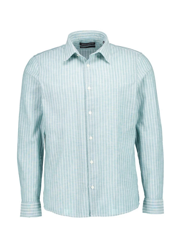 Marc O'Polo, Hemd, Shaped Fit, Bio Baumwolle, Grün-weiß Gestreift 3 Marc O'Polo, Hemd, Shaped Fit, Bio Baumwolle, Grün-weiß Gestreift