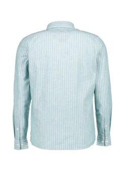 Marc O'Polo, Hemd, Shaped Fit, Bio Baumwolle, Grün-weiß Gestreift 7 Marc O'Polo, Hemd, Shaped Fit, Bio Baumwolle, Grün-weiß Gestreift -Herrenausstatter Geschaft 448057 norm2