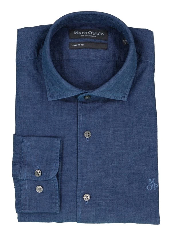 Marc O'Polo, Hemd, Shaped Fit, Bio Baumwolle, Indigo Meliert 3 Marc O'Polo, Hemd, Shaped Fit, Bio Baumwolle, Indigo Meliert