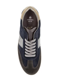 AIGNER, Sneaker Mario, Veloursleder, Navy-dunkelbraun -Herrenausstatter Geschaft 448112 norm2