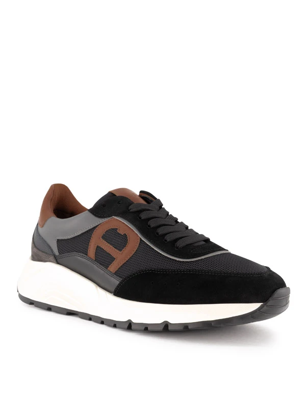 AIGNER, Sneaker Justin, Veloursleder-Mesh, Schwarz-cognac 3 AIGNER, Sneaker Justin, Veloursleder-Mesh, Schwarz-cognac