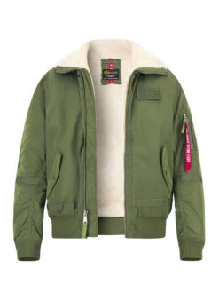 ALPHA INDUSTRIES, Blouson B15, Regular Fit,Mikrofaser Warmgefüttert, Grün