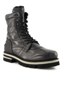 BOGNER, Schnürboots Courchevel 31, Leder Lammfell Gefüttert, Schwarz