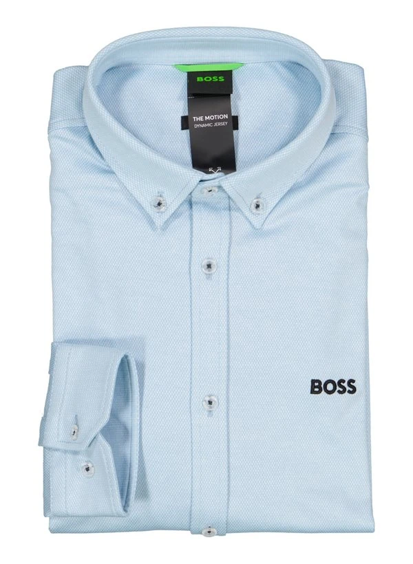 BOSS Green, Hemd, Regular Fit, Jersey Atmungsaktiv, Blau 3 BOSS Green, Hemd, Regular Fit, Jersey Atmungsaktiv, Blau
