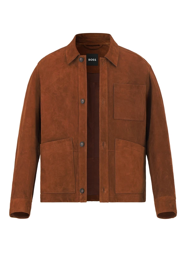BOSS Black, Lederjacke Markuedo, Ziegenvelours Ungefüttert, Braun 3 BOSS Black, Lederjacke Markuedo, Ziegenvelours Ungefüttert, Braun