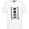 BOSS Green, T-Shirt Iconic, Baumwoll-Stretch, Weiß -Herrenausstatter Geschaft 448424 norm