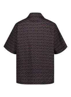 HUGO, Kurzarmhemd Espino, Oversized Fit, Baumwolle, Schwarz-braun Gemustert 7 HUGO, Kurzarmhemd Espino, Oversized Fit, Baumwolle, Schwarz-braun Gemustert -Herrenausstatter Geschaft 448545 norm2