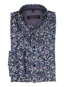 CasaModa, Hemd, Comfort Fit, Baumwolle, Blau Gemustert