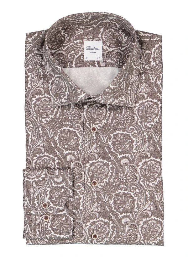Stenströms, Hemd, Regular Fit, Baumwolle, Grau Paisley 3 Stenströms, Hemd, Regular Fit, Baumwolle, Grau Paisley
