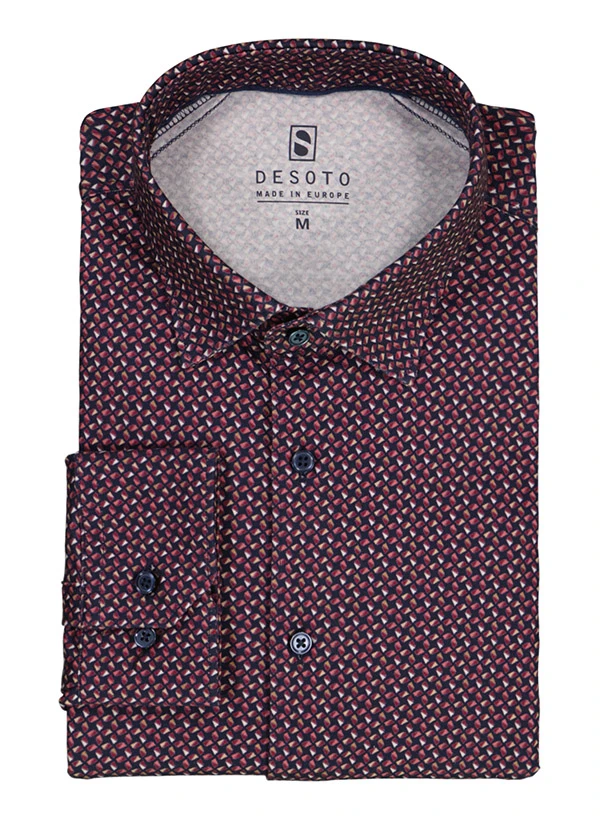 DESOTO, Hemd, Jersey, Navy-rot Gemustert 3 DESOTO, Hemd, Jersey, Navy-rot Gemustert
