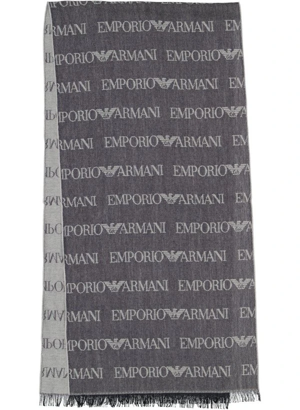 EMPORIO ARMANI, Schal, Wolle, Navy Gemustert 4 EMPORIO ARMANI, Schal, Wolle, Navy Gemustert – Bild 2