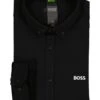 BOSS Green, Hemd, Regular Fit, Jersey Atmungsaktiv, Schwarz -Herrenausstatter Geschaft 448762 norm