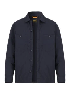 BOSS Orange, Overshirt Locky, Mikrofaser Wattiert, Dunkelblau