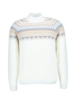 Gran Sasso, Stehkragenpullover, Schurwolle, Ecru Gemustert